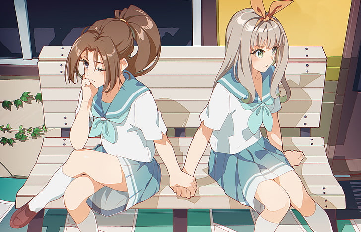 anime, Hibike!Euphonium, gadis anime, berpegangan tangan, Wallpaper HD