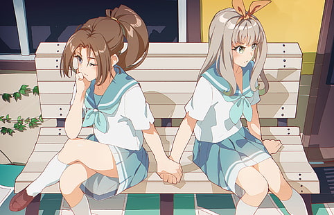 anime, Hibike!Euphonium, anime kızlar, el ele tutuşarak, HD masaüstü duvar kağıdı HD wallpaper