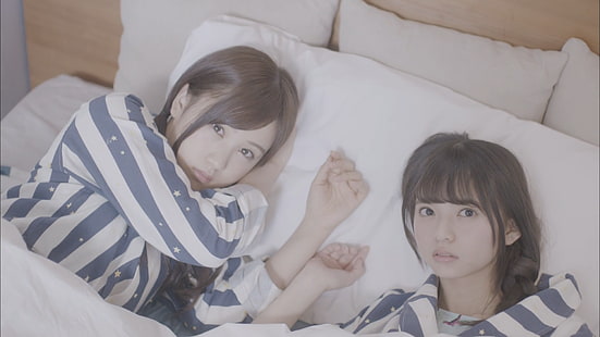 Nogizaka46, asiatique, femmes, couple, brunette, Fond d'écran HD HD wallpaper