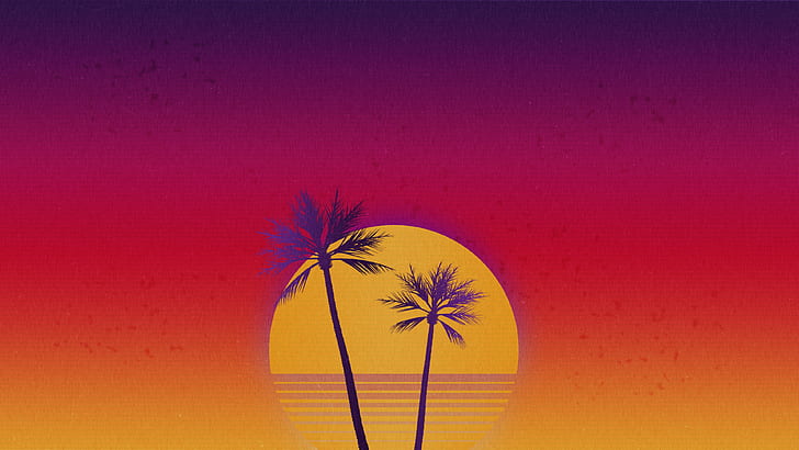 The sun, Music, Style, Palm trees, Background, 80s, Illustration, 80's, Synth, Retrowave, Synthwave, New Retro Wave, Futuresynth, Sintav, Retrouve, Outrun, HD wallpaper
