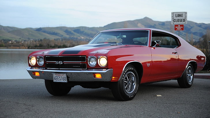 red coupe, chevrolet, chevelle, ss, red, 454, 1970, HD wallpaper