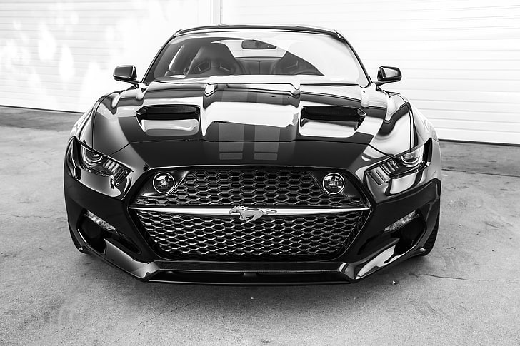 Ford Mustang nera, Ford, Ford Mustang, muscle car, Ford Mustang GT, Sfondo HD
