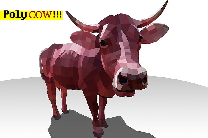 vache, animaux, polygone, rouge, résumé, Fond d'écran HD