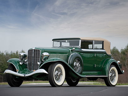 1934 Auburn Twelve Phaeton Sedan, седан, каштановый, винтаж, фаэтон, 1934, классика, антик, двенадцать, автомобили, HD обои HD wallpaper