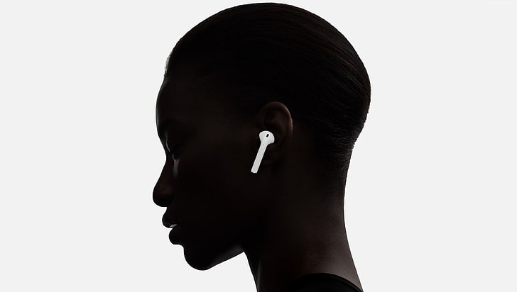 headset, iPhone 7, kvinna, AirPods, trådlöst, recension, Bästa smartphones 2016, HD tapet