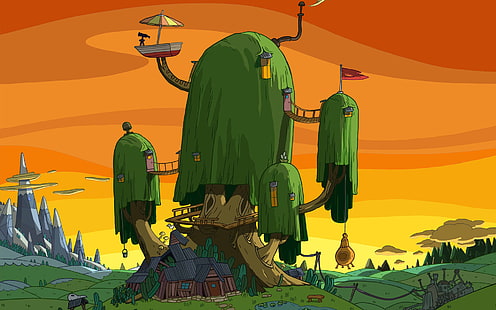 Adventure Time HD, adventure time finn's house, cartoon/comic, adventure, time, HD wallpaper HD wallpaper
