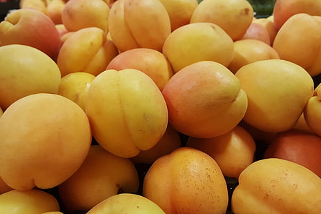 ثمار الخوخ الأصفر المستديرة ، المشمش ، الفاكهة ، الناضجة، خلفية HD HD wallpaper