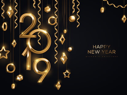 2019 (Yıl), Yeni Yılınız Kutlu Olsun, sayılar, Noel süsleri, HD masaüstü duvar kağıdı HD wallpaper