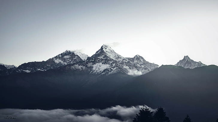 Himalayas, clouds, landscape, mountains, HD wallpaper