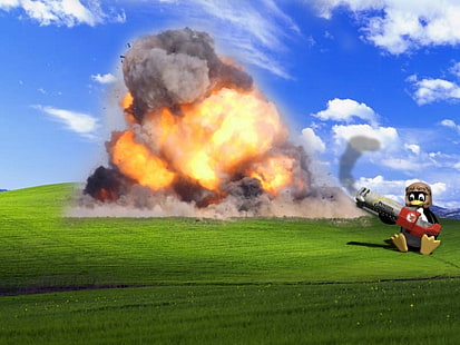 폭탄 폭발 리눅스 행복 턱시도 윈도우 XP 1600x1200 기술 리눅스 HD 아트, 폭탄, 폭발, HD 배경 화면 HD wallpaper