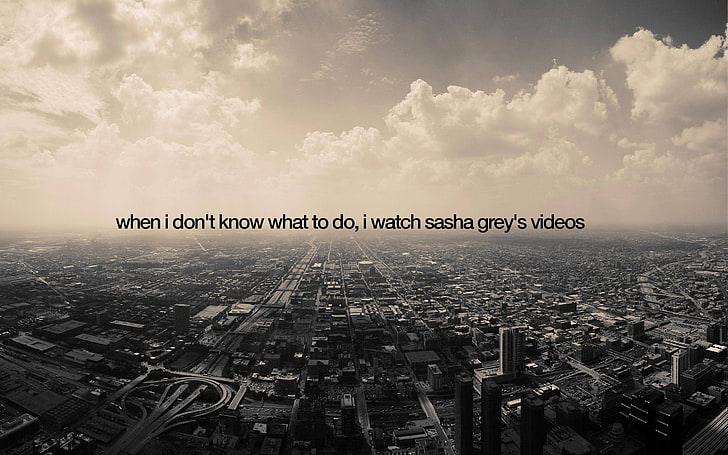 grayscale city buildings with text overlay, quote, Chicago, typography, cityscape, HD wallpaper