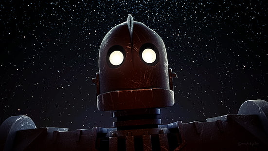 illustration de personnage de film robot, le géant de fer, étoiles, lumières, films, Fond d'écran HD HD wallpaper