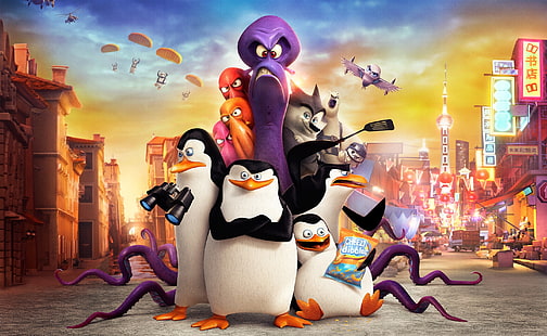 Забавен филм на Пингвините от Мадагаскар, Цифров тапет за пингвините от Мадагаскар, Карикатури, Мадагаскар, Пингвини, Забавен, Филм, HD тапет HD wallpaper