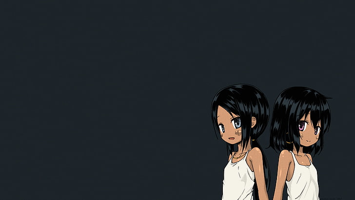 Yukino Minato, cheveux courts, loli, yeux bleus, yeux roses, cheveux noirs, anime, manga, anime girls, Fond d'écran HD