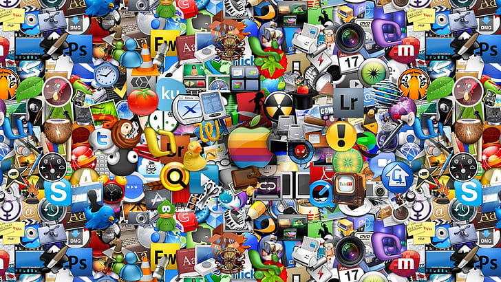 Колекция от икони на приложения HD, кирпич, ябълка, фойерверки, икони, фотошоп, HD тапет