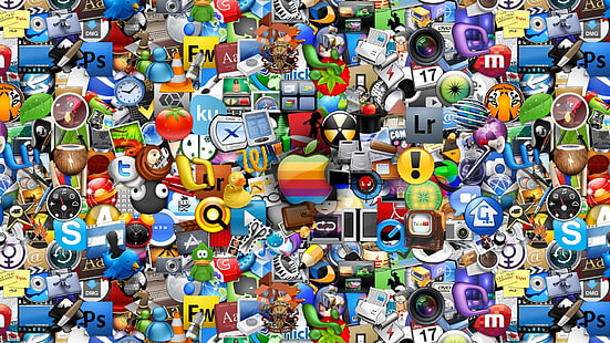 Колекция от икони на приложения HD, кирпич, ябълка, фойерверки, икони, фотошоп, HD тапет HD wallpaper
