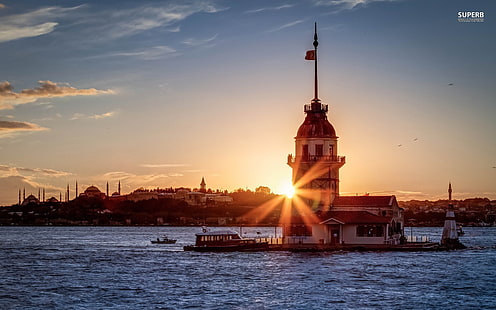 Gewässer, Türkei, Istanbul, Gebäude, Kız Kulesi, Jungfrauenturm, HD-Hintergrundbild HD wallpaper
