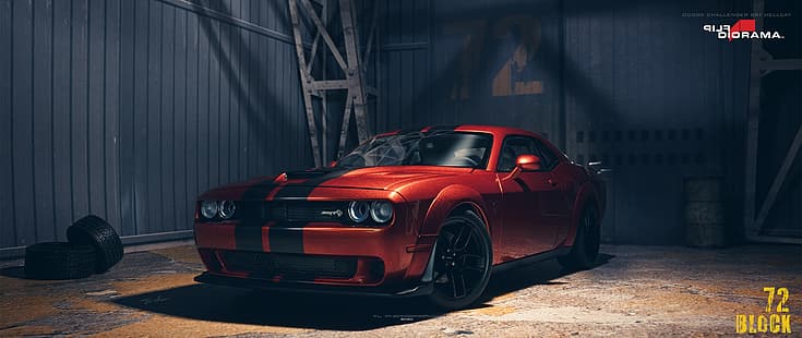 Dodge Challenger, muscle car, Hellcat, Dodge Challenger SRT Hellcat, Sfondo HD HD wallpaper