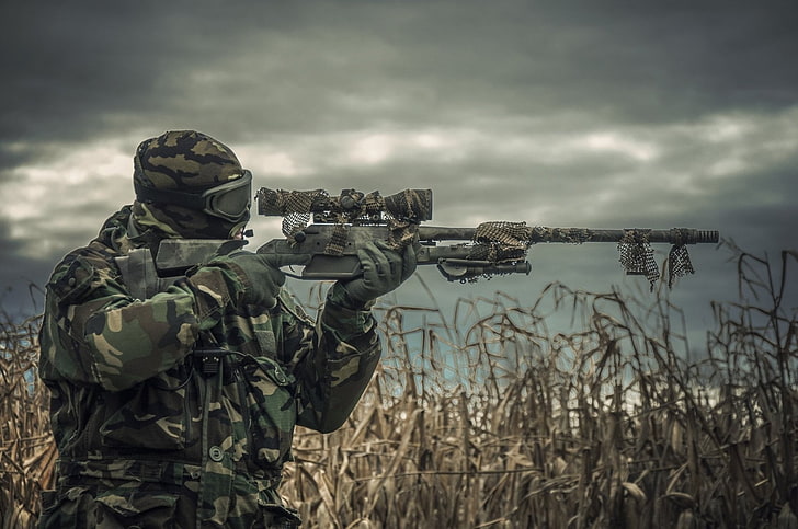 Military, Sniper, Army, Field, Soldier, HD wallpaper