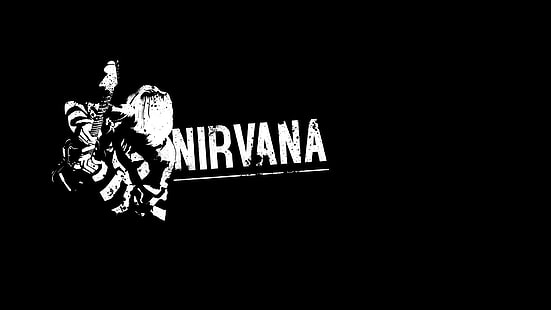 Nirvana logotyp, nirvana, gitarrist, tecken, bakgrund, bokstäver, HD tapet HD wallpaper