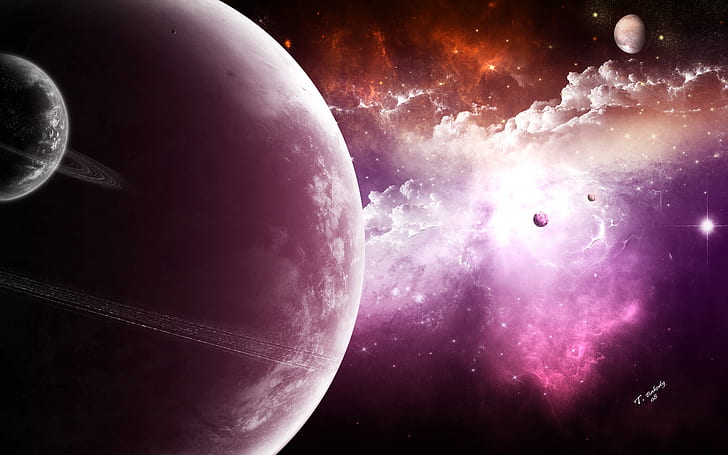 星雲x4 天文学 デジタル合成 星雲 ピンク 惑星 紫 科学 宇宙 Hdデスクトップの壁紙 Wallpaperbetter
