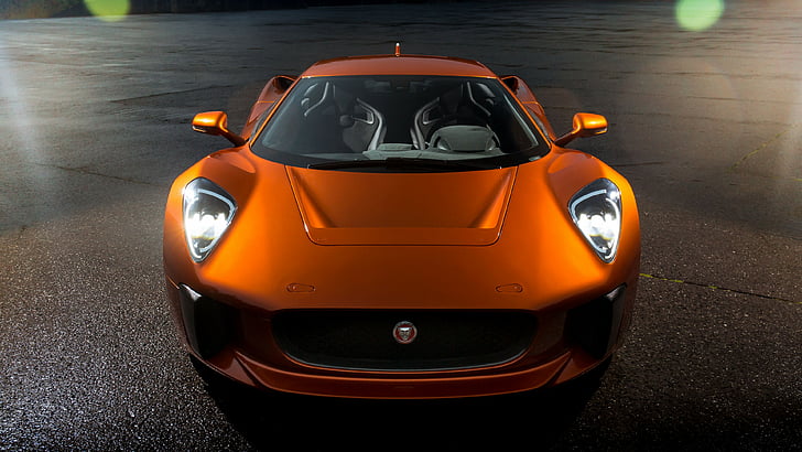 orange sport car, Jaguar C-X75, 007 Spectre, james bond, orange, spectre, HD wallpaper
