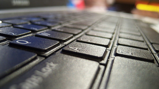 черная клавиатура ноутбука, глубина резкости, клавиатуры, компьютер, HD обои HD wallpaper