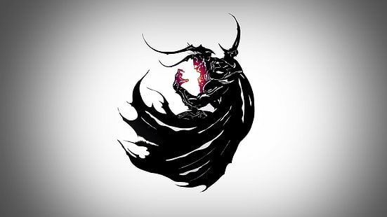 setan hitam dan merah dengan wallpaper sayap, Golbez, Final Fantasy, Final Fantasy IV, Square Enix, logo, pesulap, Magus, Thaumaturge, gelap, sketsa, Wallpaper HD HD wallpaper