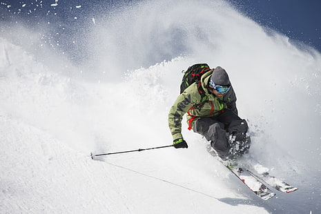 sepasang ski salju hitam, gunung, ski, freeride, armada, Freerider, Backcountry, Wallpaper HD HD wallpaper