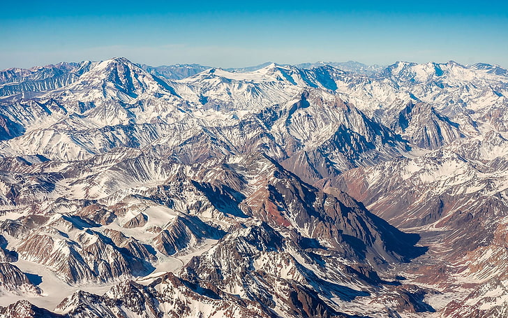 aerial photo of mountains, landscape, mountains, nature, HD wallpaper