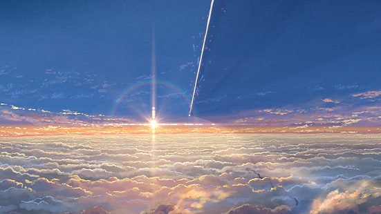 nuages ​​blancs, Kimi no Na Wa, Makoto Shinkai, Fond d'écran HD HD wallpaper