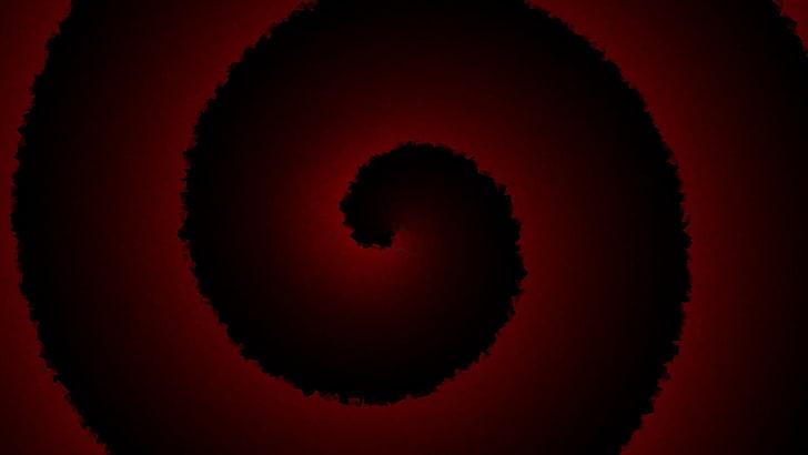 ilustrasi pusaran merah dan hitam, abstrak, merah, spiral, seni digital, hitam, lingkaran, Wallpaper HD