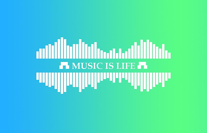 Music is Life logo, music, bars, gradient, simple, colorful, abstract, headphones, house music, sharp, Music is Life, HD wallpaper