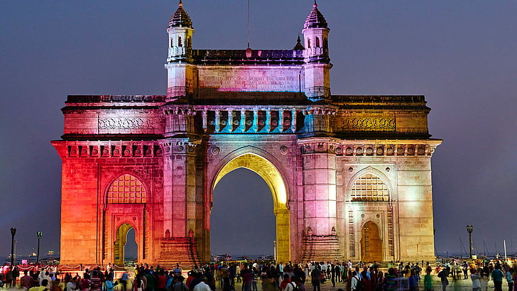 people, India, architecture, Mumbai, India Gate, HD wallpaper