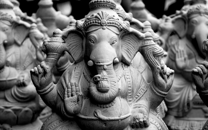 코끼리 조상 많은, 주 님 코끼리, Ganapati, Vinayaka, 인도 신, 동상, HD, HD 배경 화면
