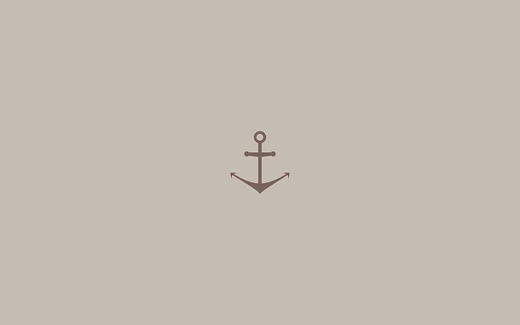 minimal, sea, anchor, logo, red, art, HD wallpaper