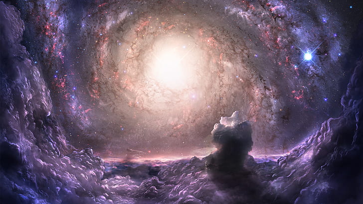 Galaxy Clouds Nebula HD, grönt ljus, utrymme, moln, galaxy, nebula, HD tapet