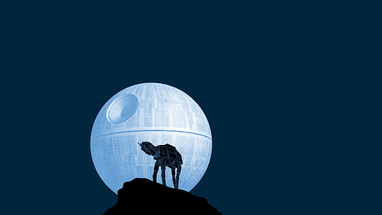 Star Wars ATAT och Death Star illustration, Star Wars, humor, Death Star, AT-AT, HD tapet HD wallpaper