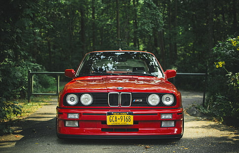 червен BMW автомобил, bmw, e30, m3, червен, тунинг, HD тапет HD wallpaper