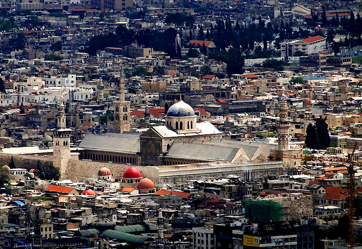 Syrie, Damas, shaam, mosquée, effets, paysage urbain, Fond d'écran HD