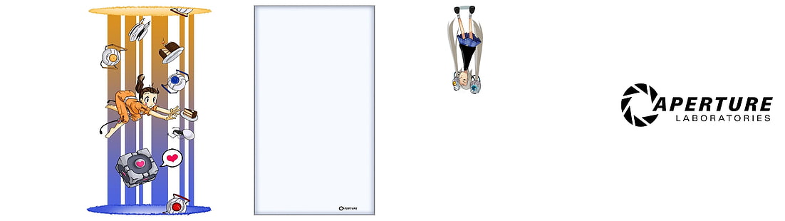 Ilustração do logotipo do Aperture, Portal 2, anime, Laboratórios do Aperture, Companion Cube, torretas, bolo, Portal Gun, videogames, HD papel de parede HD wallpaper
