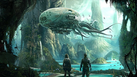 abstracto, alienigena, nave, planeta, sci-fi, HD-Hintergrundbild HD wallpaper