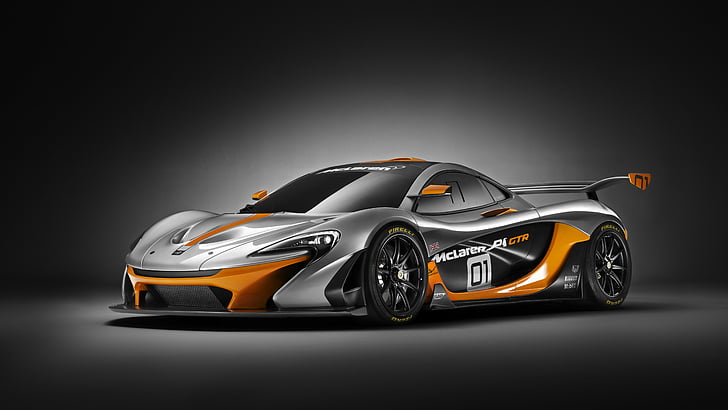 оранжевые и серые спортивные купе цифровые обои, McLaren P1 GTR, гибрид, гиперкар, купе, обзор, купить, арендовать, тест-драйв, HD обои