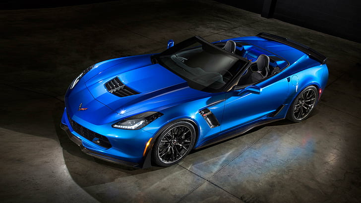 Chevrolet Corvette Z06 Convertible 2015, blue convertible coupe, chevrolet, corvette, convertible, 2015, cars, HD wallpaper