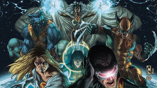 X-Men Hintergrund, X-Men, Marvel-Comics, Wolverine, Cyclops, Sturm (Charakter), Biest (Charakter), HD-Hintergrundbild HD wallpaper