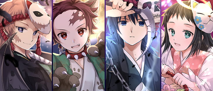 Anime, Dämonentöter: Kimetsu no Yaiba, Giyuu Tomioka, Makomo (Dämonentöter), Sabito (Dämonentöter), Tanjirou Kamado, HD-Hintergrundbild