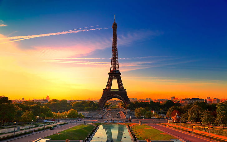 مدينة باريس فرنسا ، برج إيفل ، مدينة ، باريس ، فرنسا ، برج إيفل، خلفية HD