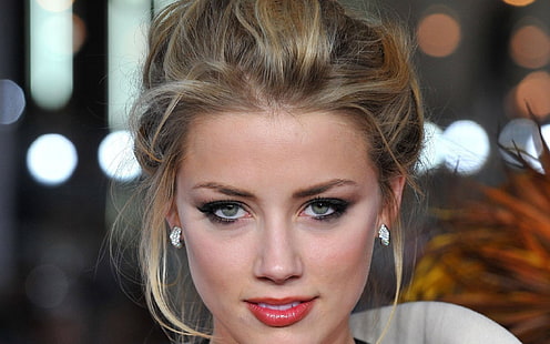 Amber Heard, âmbar ouvido, menina, loira, rosto, HD papel de parede HD wallpaper