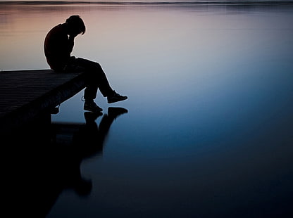 صورة ظلية للشخص ، الحزن ، النهر ، الولد ، بيرس ، الرجل ، الاكتئاب، خلفية HD HD wallpaper