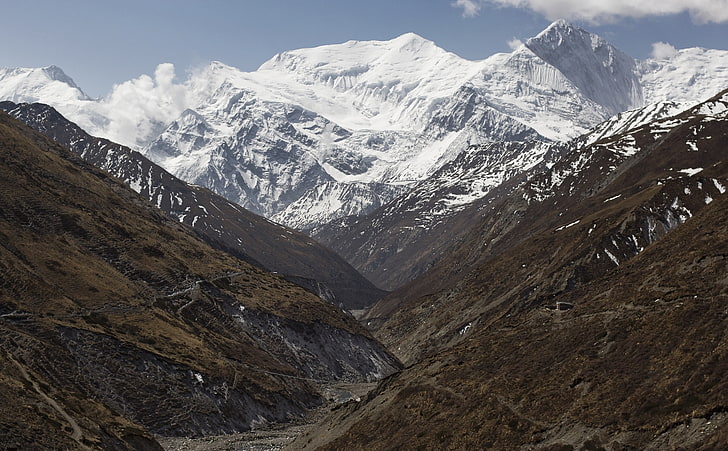 Cordilheira Annapurna, montanhas marrons, Natureza, Montanhas, Circuito, Himalaia, Annapurna, Nepal, HD papel de parede